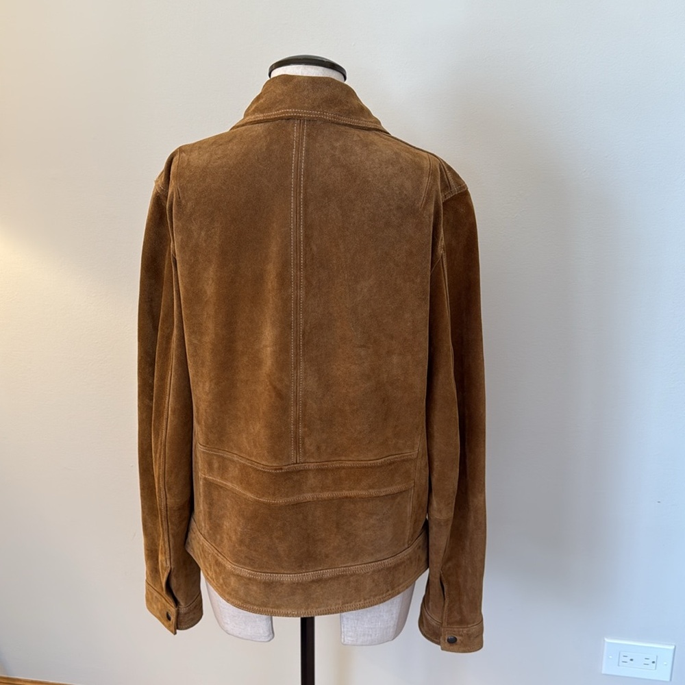 All Saints Men’s Marquez Suede Jacket - Size Medium Tobacco Brown - Picture 8 of 10